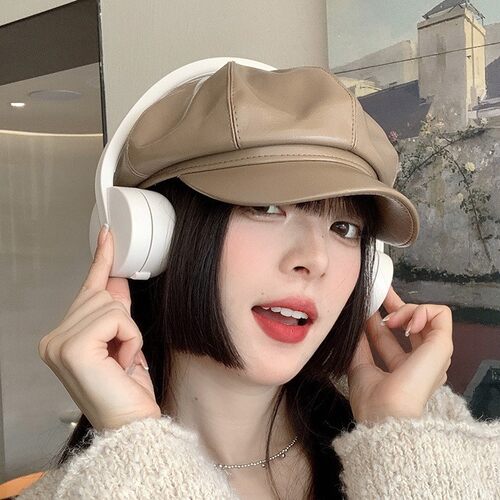 35格帽饰三五网红黑色pu