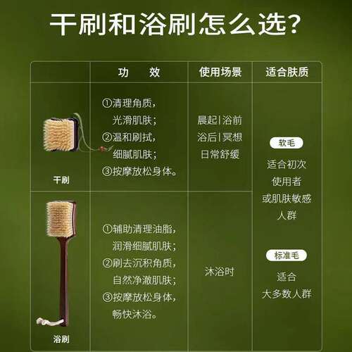 浴见软毛猪鬃毛后背沐浴刷洗澡搓背搓澡刷清洁角质长柄浴刷