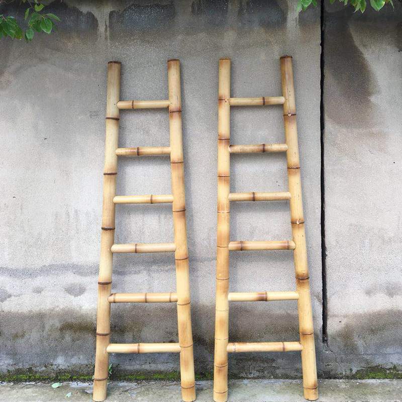 幼儿园户外活动竹梯 小朋友攀爬装饰用竹楼梯 竹毛巾架花园晾晒架