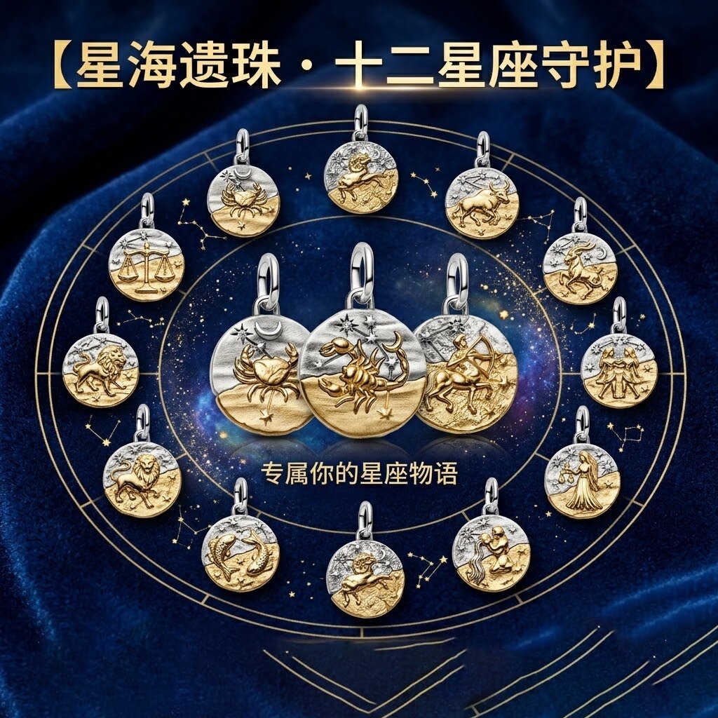 星海遗珠复古十二星座吊坠镶钻轻奢小众高级感送女友