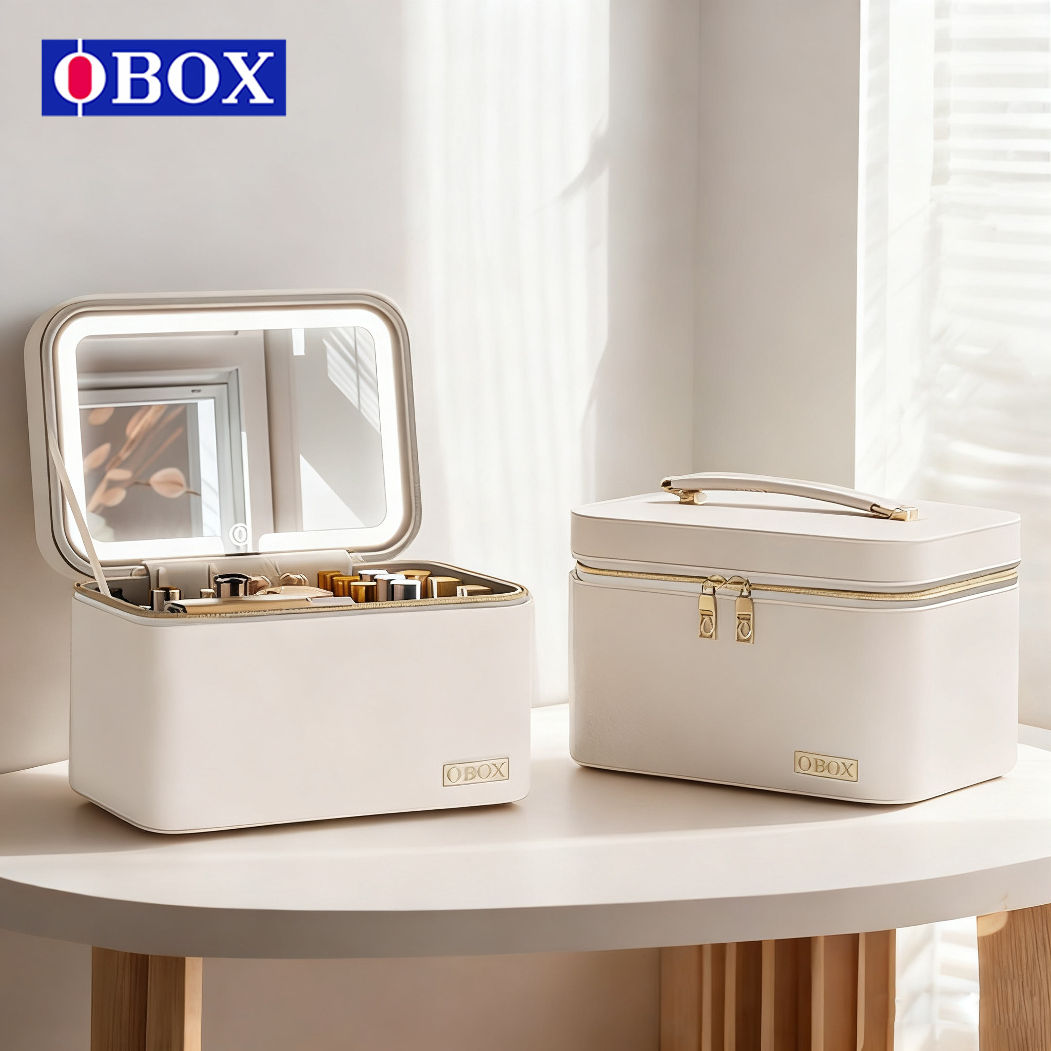 OBOX带镜化妆包化妆盒轻奢质感图片