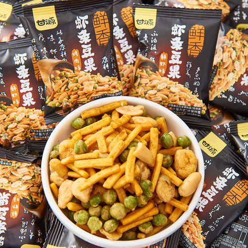 甘源鲜虾味虾条豆果小包装零食