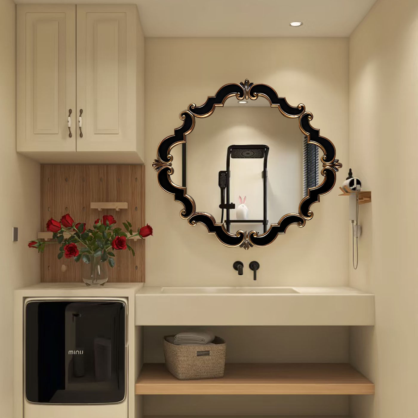 美式浴室镜卫生间化妆镜法式异形梳妆镜壁挂新古典玄关壁炉装饰镜