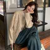 千金范法式早春秋流行小香风上衣女新款减龄显瘦小个子漂亮短外套，女装短外套，浙宝075