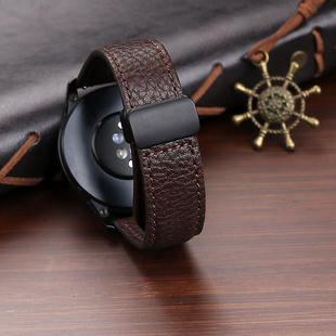 3真皮表带 22mm适用华为手表GT6 高级意大利皮金属磁吸扣表带