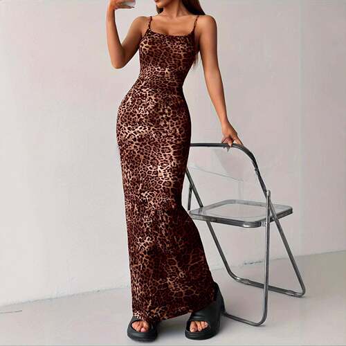 Valentine's Day Women's Leopard Print Cami Dress, Fashion
