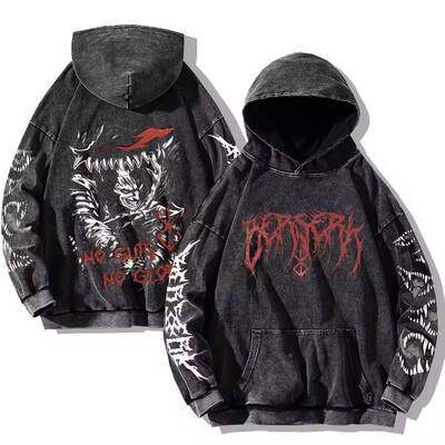 Unisex Oversized Dark Streetwear Hoodie Bold Berserk Over