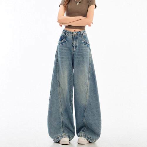 Baggy Jeans Pant Petite Pants Women Barrel Leg Mid Waist