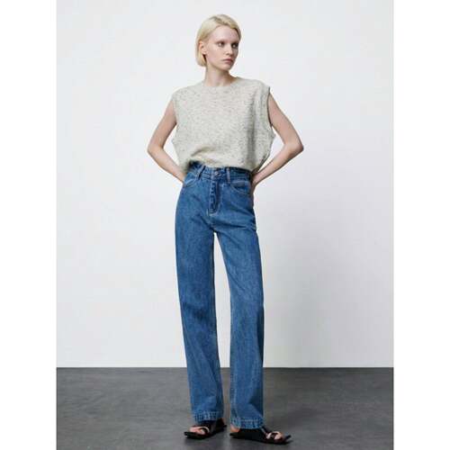 Goldie Rise Leg Jeans Mid Blue Wash High Wide