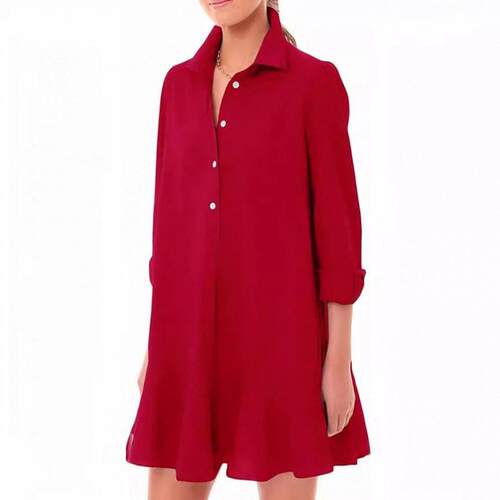 Womens Casual Button Down Shirt Dress Long Sleeve Collared