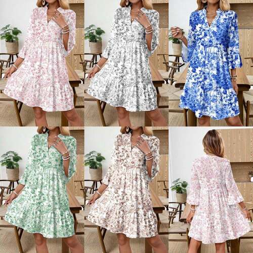 Women's Bohemian Floral V-Neck Dress