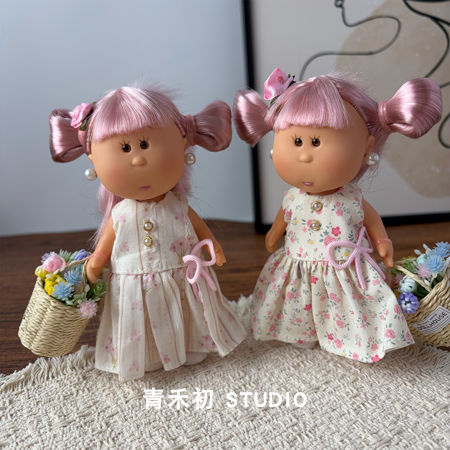 14cm土豆娃娃挂件碎花裙花筐玩偶公仔高级感好看的钥匙扣汽车挂饰图片