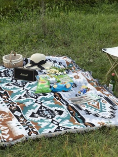 户外野餐垫可机洗毯子野餐布复古露营地毯防潮垫单双人休闲沙发毯