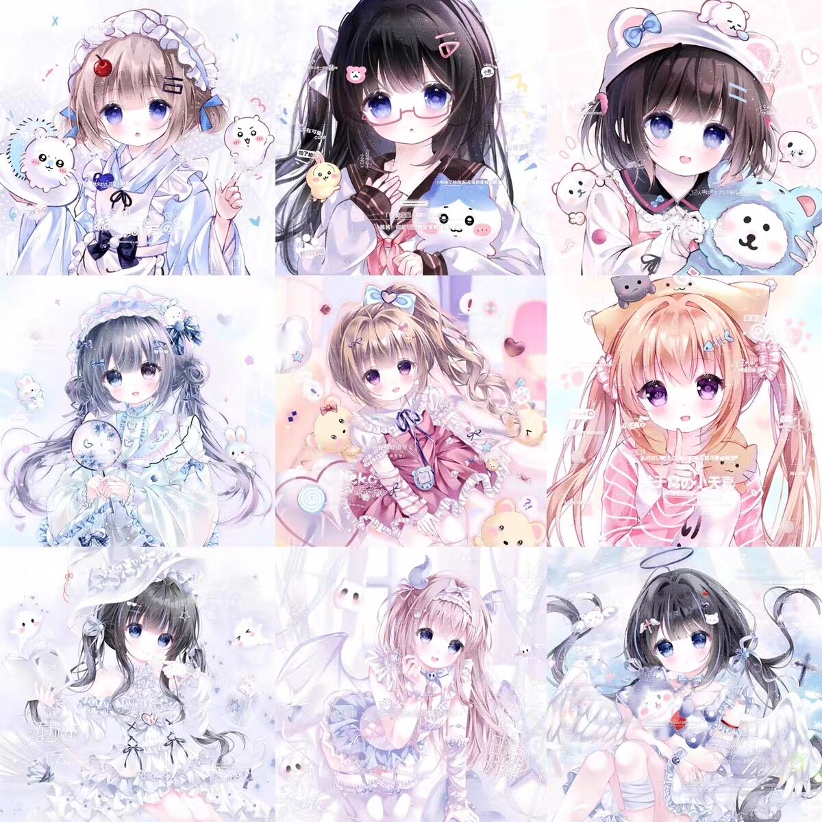 小念图包2086张+34个psd 女生插画头像扭蛋原创圈高清无水印