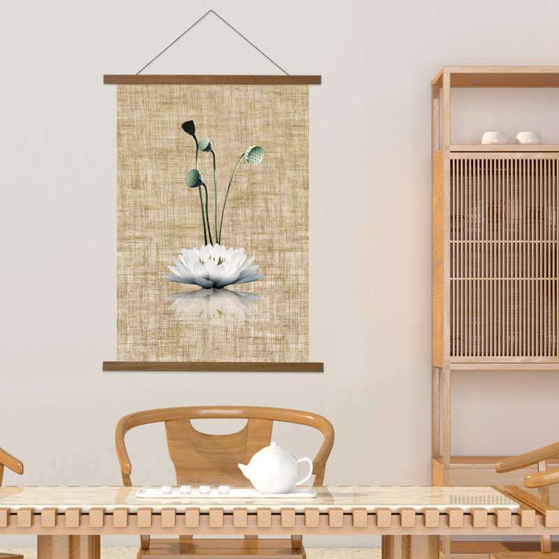 新中式布艺挂画玄关客厅沙发背景墙组合装饰布画卧室床头挂毯挂布图片