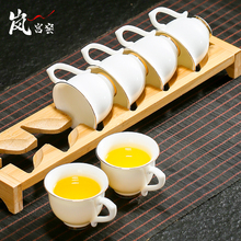 不烫手带把功夫小茶杯6只套装陶瓷茶具喝茶杯子茶碗品茗杯有手柄