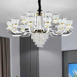 北欧现代简约餐厅灯臂发光套餐灯具 轻奢水晶吊灯客厅灯2024年新款