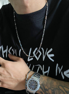 小众设计感钛钢瓜子链项链男百搭轻奢Ins嘻哈街头风竹叶锁骨素链