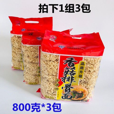 盈丰香菇排骨面 非油炸方便面 炒面早餐面火锅面条800克*3包