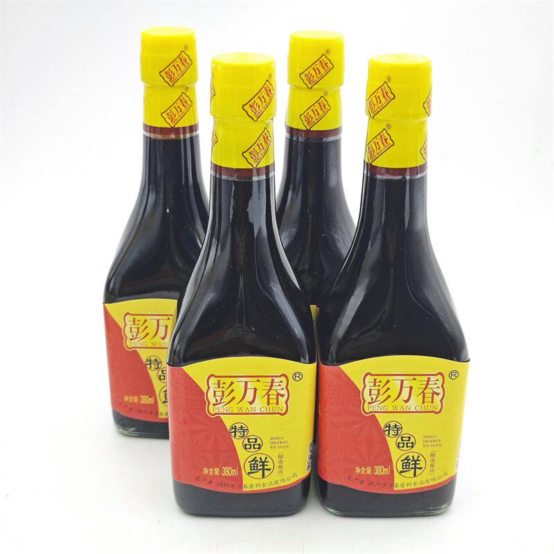 彭万春特品鲜酱油揭阳酿造酱油蘸酱凉拌酱油餐馆玻璃瓶380毫升