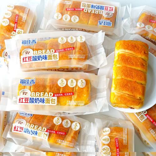 7月福佳香红豆酸奶味面包学生营养早餐糕点办公室休闲下午茶点心