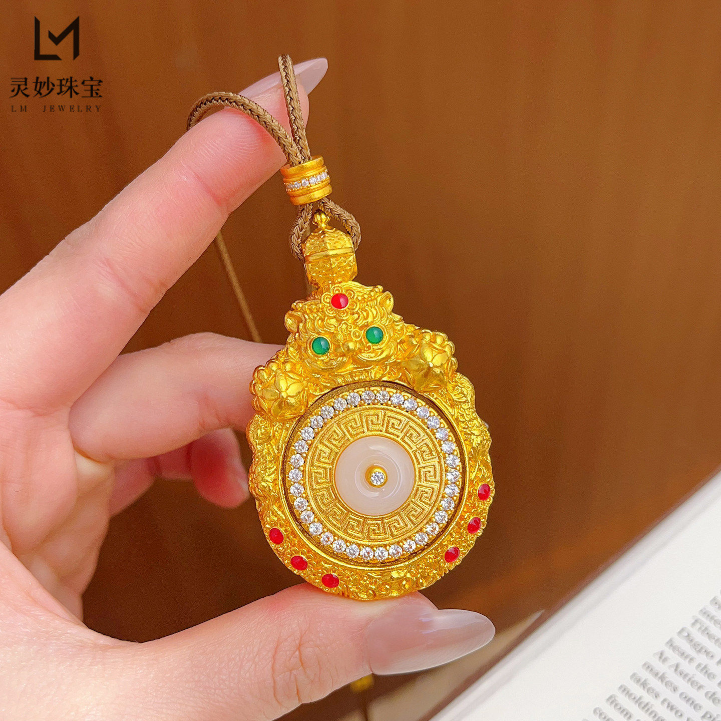 越南沙金不掉色点钻时来运转聚财兽吊坠项链重工貔貅毛衣链女防金