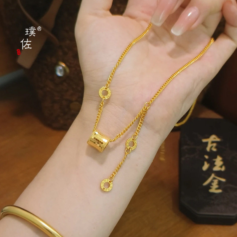 金店同款沙金龙鳞小蛮腰路路通项链女气质简约设计感锁骨链