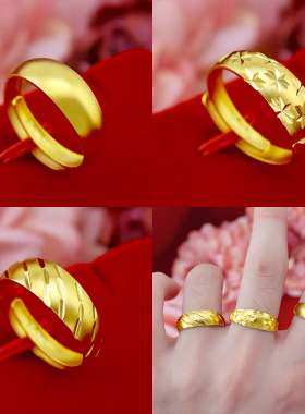 金版古法1:1经典款复古满天星戒 欧美沙金时尚印字喷砂流星雨男戒