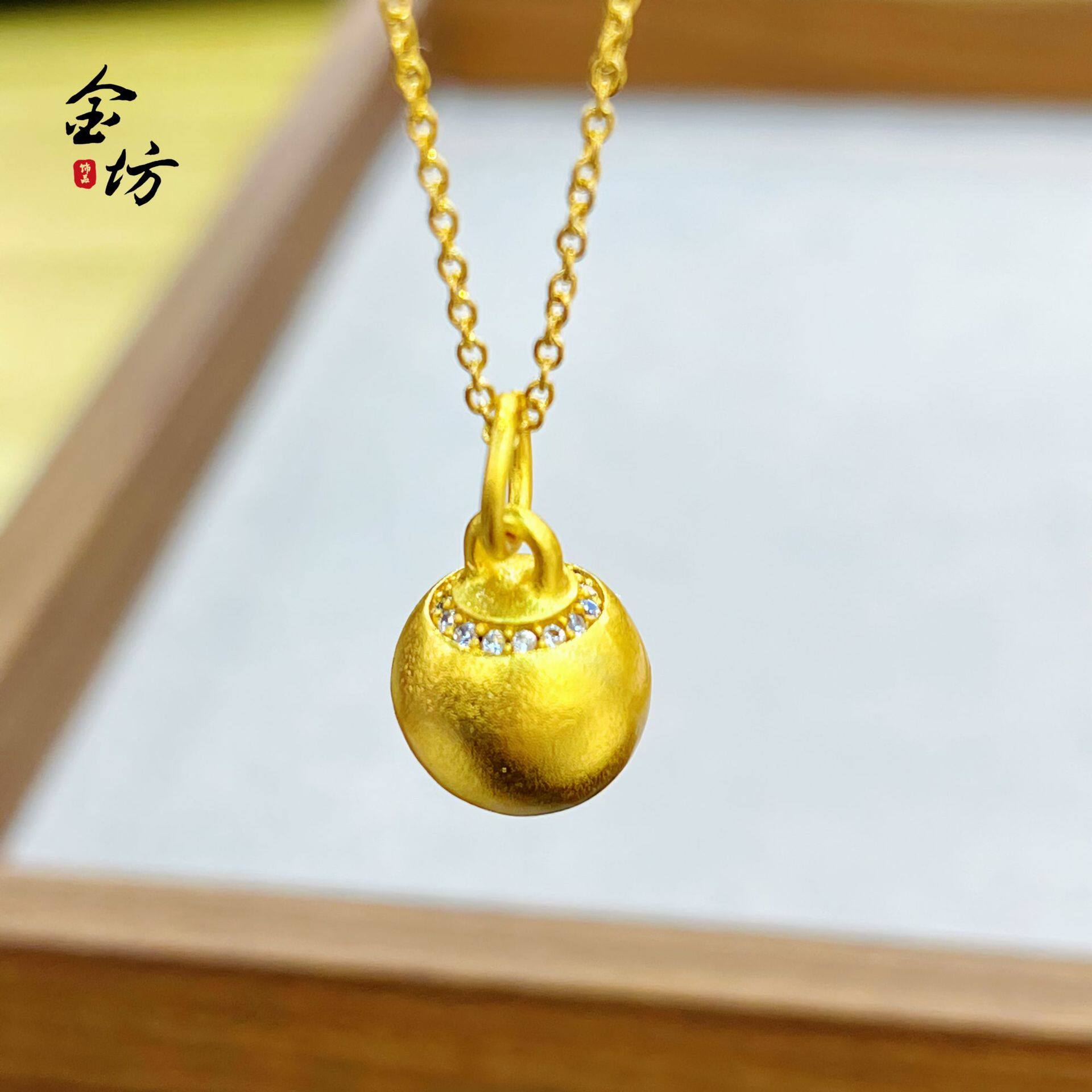 金店同款古法越南沙金有求必应小金球吊坠项链新款仿真金色饰品