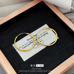 越南沙金耳环光面圆圈夸张饰品 女仿真金色冷淡风耳圈耳饰不掉色