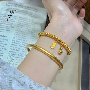 越南沙金招财进宝葫芦金珠手链女新中式复古手饰送女友不掉色轻奢