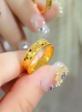 金店同款闪闪亮镜龙鳞戒指沙金999沙金情侣对戒鱼鳞指环不掉色