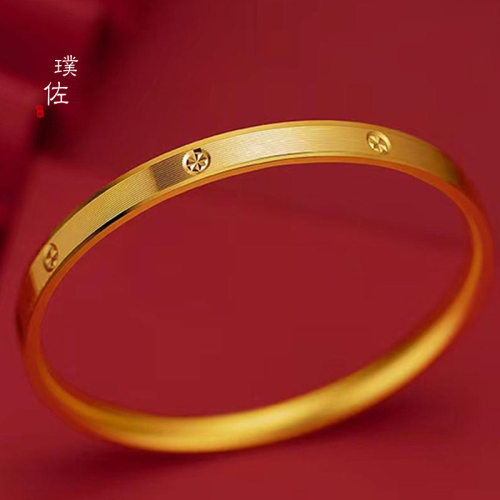 新款越南沙金手镯女实心古法方形手环女手链女不掉色轻奢高级感