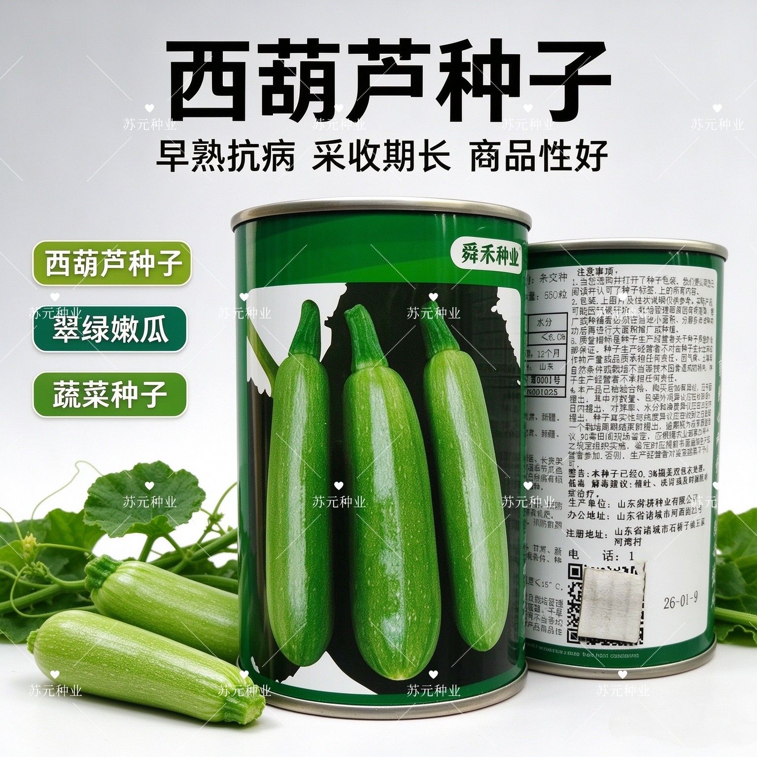 百利1430西葫芦种子抗病春秋越夏播种长棒形翠绿占瓜种籽蔬菜种子
