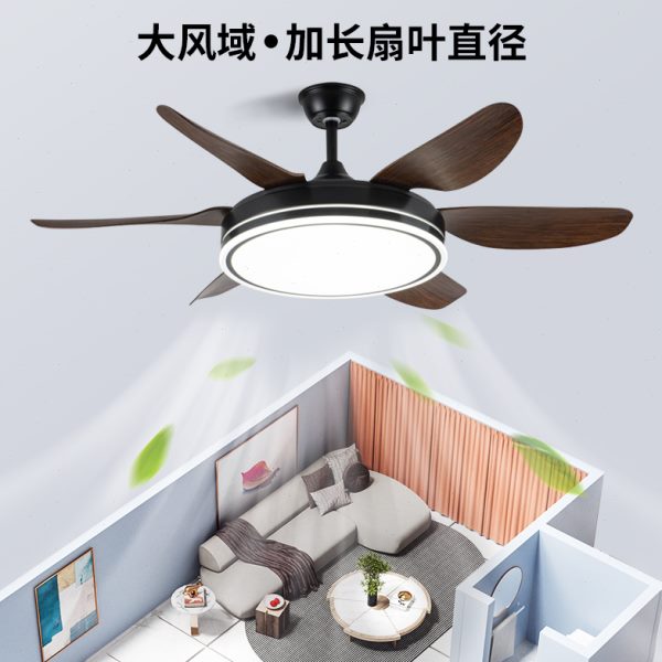 客厅吊扇风扇灯黑胡桃木全色光钻石家用大尺寸牌带灯吊扇谱灯一体