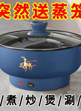 电炒菜锅多功能宿舍家用电火锅煮面锅寝室迷你煲汤煎炒蒸煮一体锅
