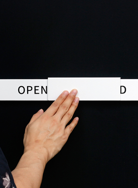 创意OPEN店铺营业时间滑动网红ins风商店橱窗餐厅提示告示挂牌