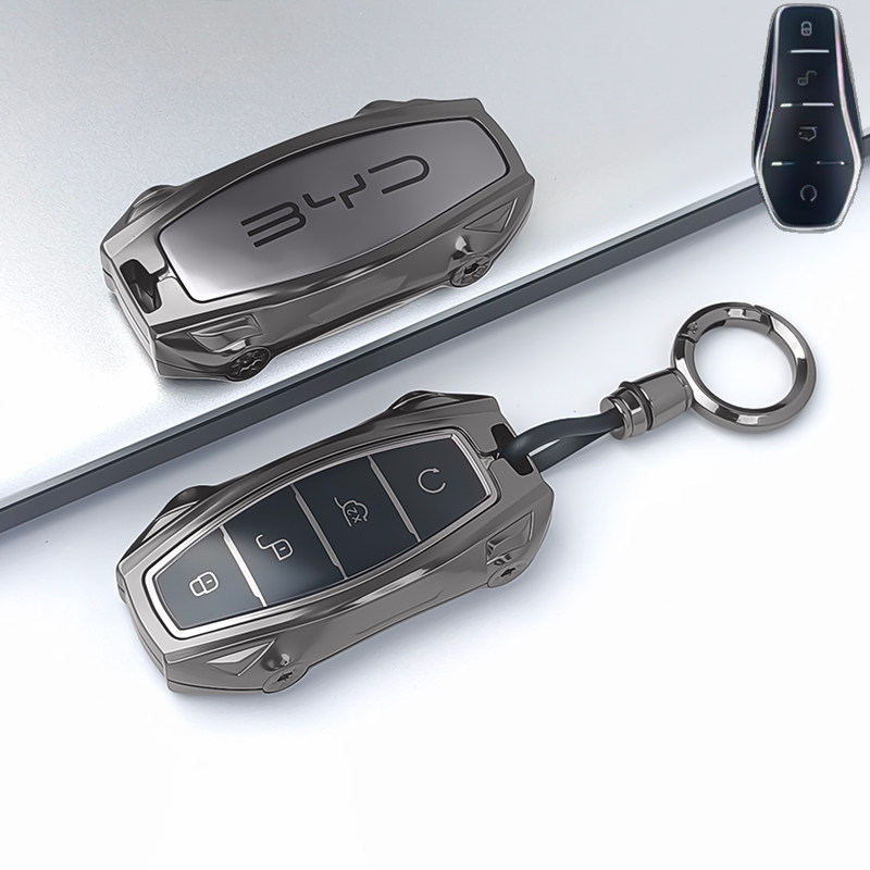 适用比亚迪秦plusdmi钥匙套海豚宋plus汉ev元pro唐e2车壳包扣男女