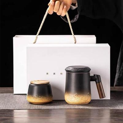 茶水分离茶杯陶瓷泡茶杯办公室带盖过滤喝茶个人专用可logo马克杯