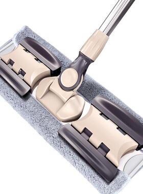 粗杆伸缩杆夹布净拖把免手洗旋转一拖平板加厚通用拖地懒人加家用