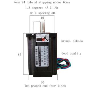60电机轴径10力矩3.1NmNEMA2460步进电机4A