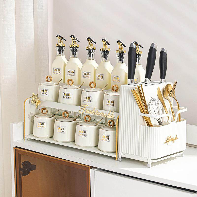 北欧轻奢调料盒套装家用调料罐子架油瓶壶盐罐玻璃厨房用品置物架,金属材料及制品,金属加工件/五金加工件,淘宝优惠券,粉丝福利购,淘宝优惠卷