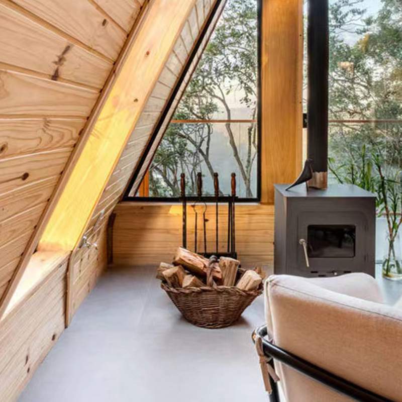 三角形露台木屋可移动别墅小型木房子生态景观园林景区小别墅设计