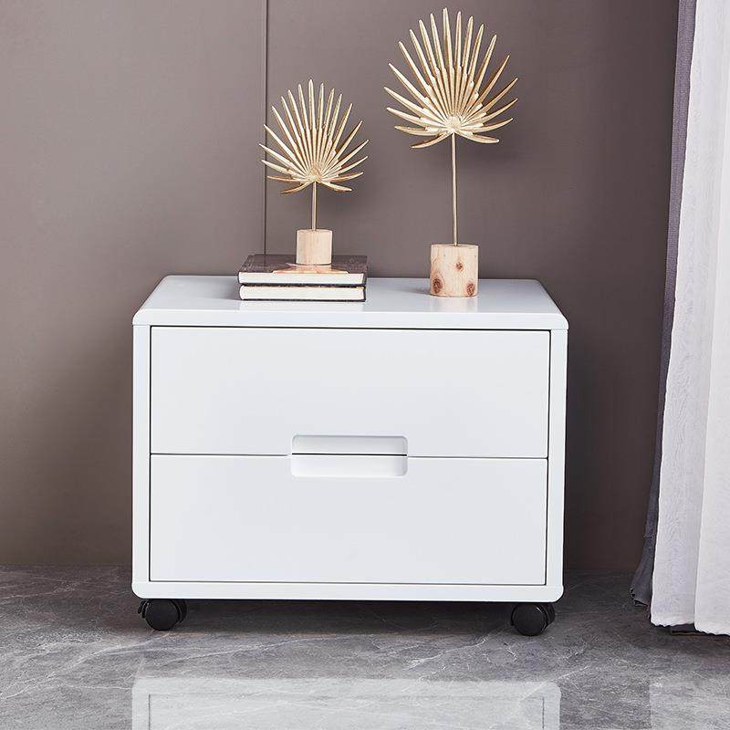 床头柜北欧卧室床边储物柜轻奢金属底架收纳柜现代简约实木边几柜