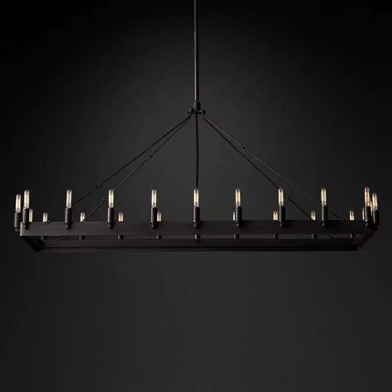 出口美式简约复古工业风loft餐厅蜡烛吊灯设计师个性吧台岛台吊灯