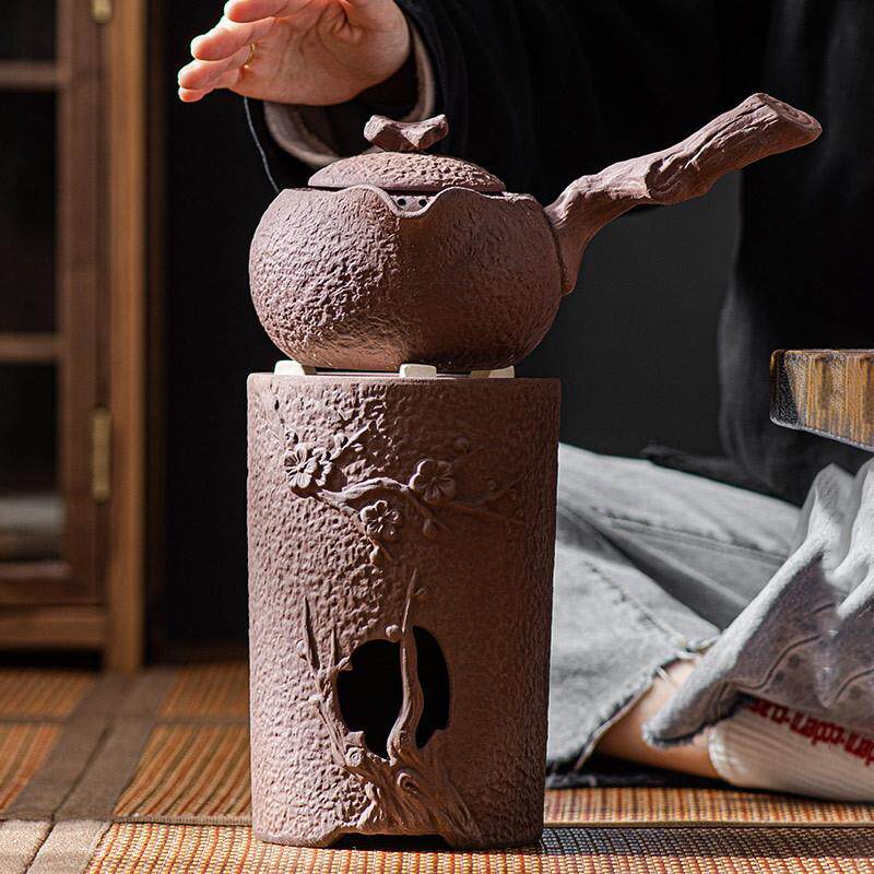 罐罐茶炭火煮茶器明火温茶炉烤红枣网围炉子复古侧把茶壶陶瓷茶具
