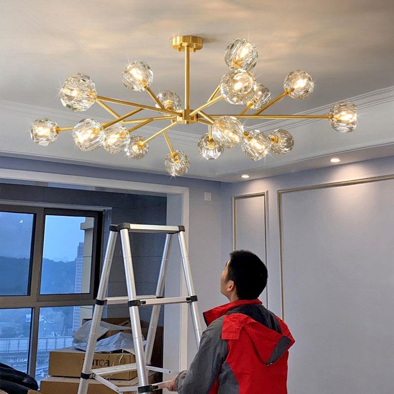 轻奢客厅水晶吊灯主灯法式全铜餐厅灯简约现代大气中山灯具