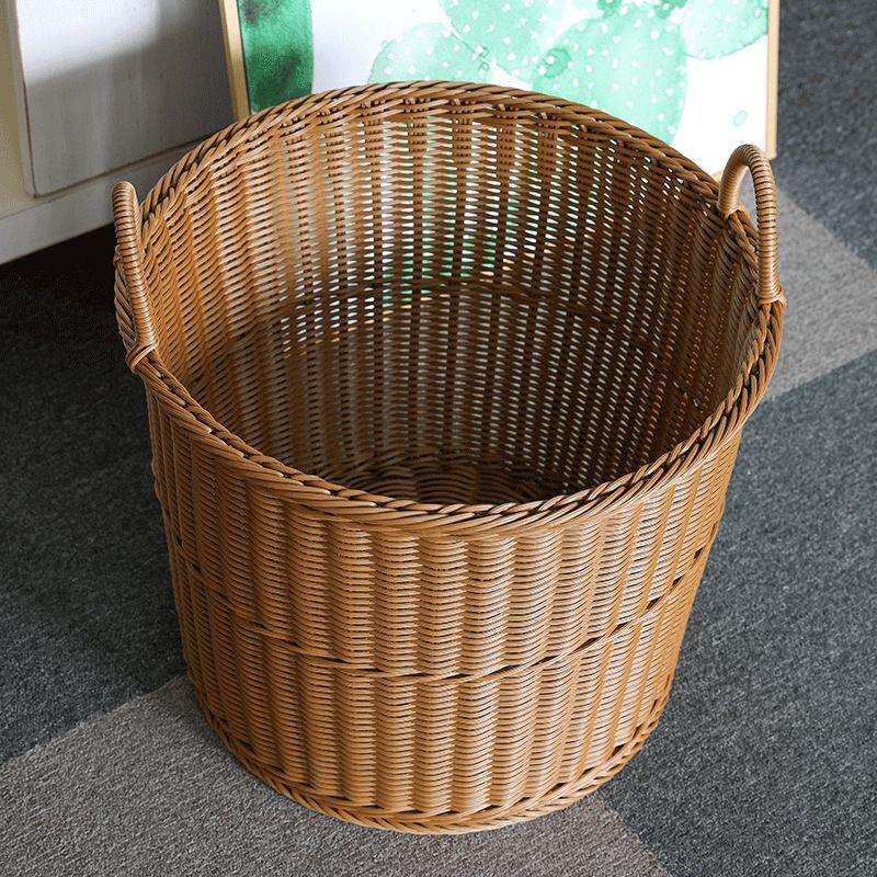 G1F藤编提手脏衣篮圆形衣服收纳浴室玩具塑料衣物家用洗衣篮子手