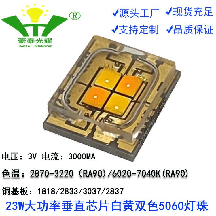 23W白黄双色5060灯珠3V垂直芯片玻璃封装双色光源LED舞台景观照明