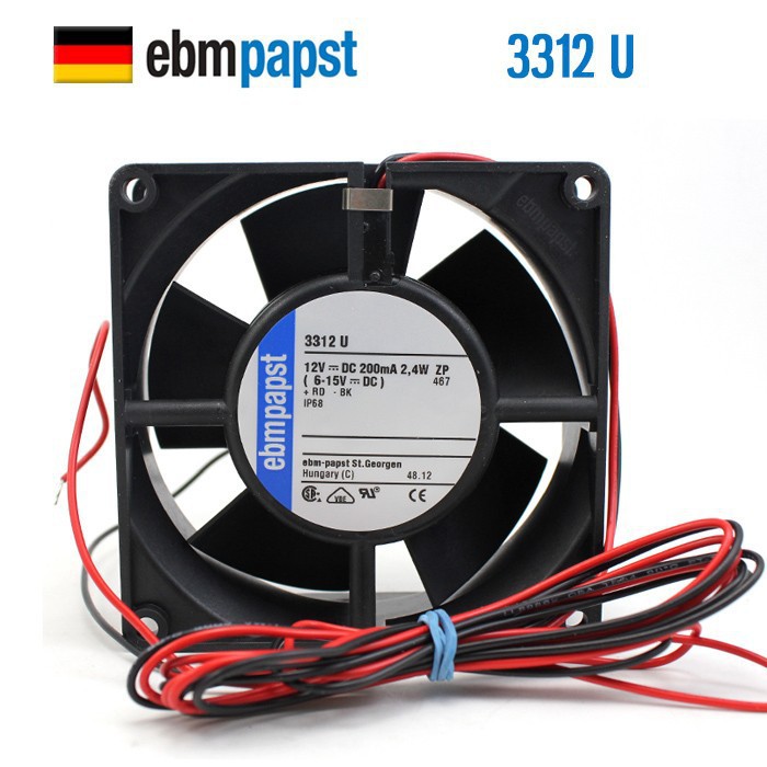 原装德国进口3312U 9232 12V 0.2A IP68防水 9厘米散热风扇